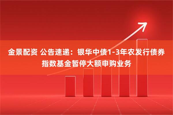 金景配资 公告速递：银华中债1-3年农发行债券指数基金暂停大额申购业务