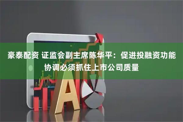 豪泰配资 证监会副主席陈华平：促进投融资功能协调必须抓住上市公司质量