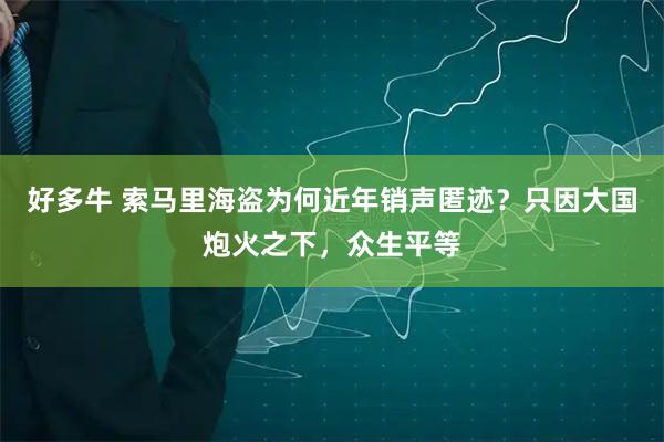 好多牛 索马里海盗为何近年销声匿迹？只因大国炮火之下，众生平等